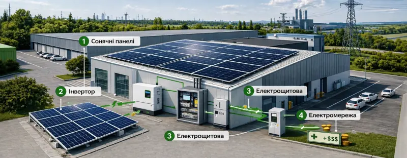 Як працює сонячна станція для бізнесу